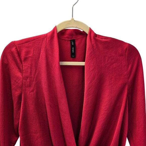 MNG Mango Silky Bell Sleeve Wrap Blouse Size 2 - Picture 4 of 7